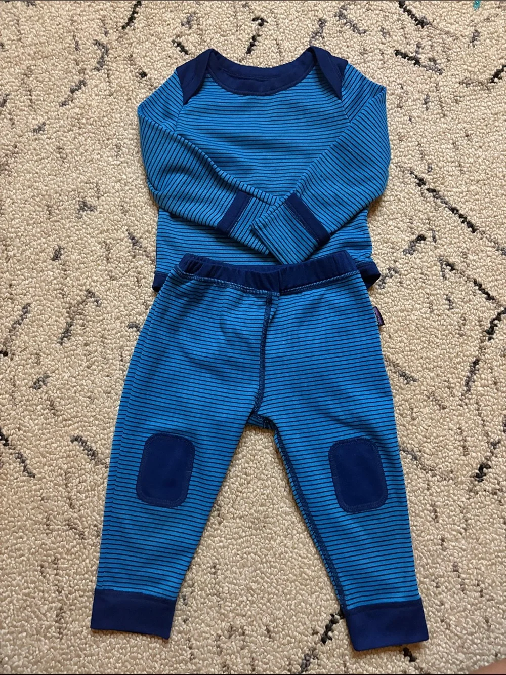 Patagonia Baby Capilene Thermal Base Layer Set Blue Stripe 18-24M EUC
